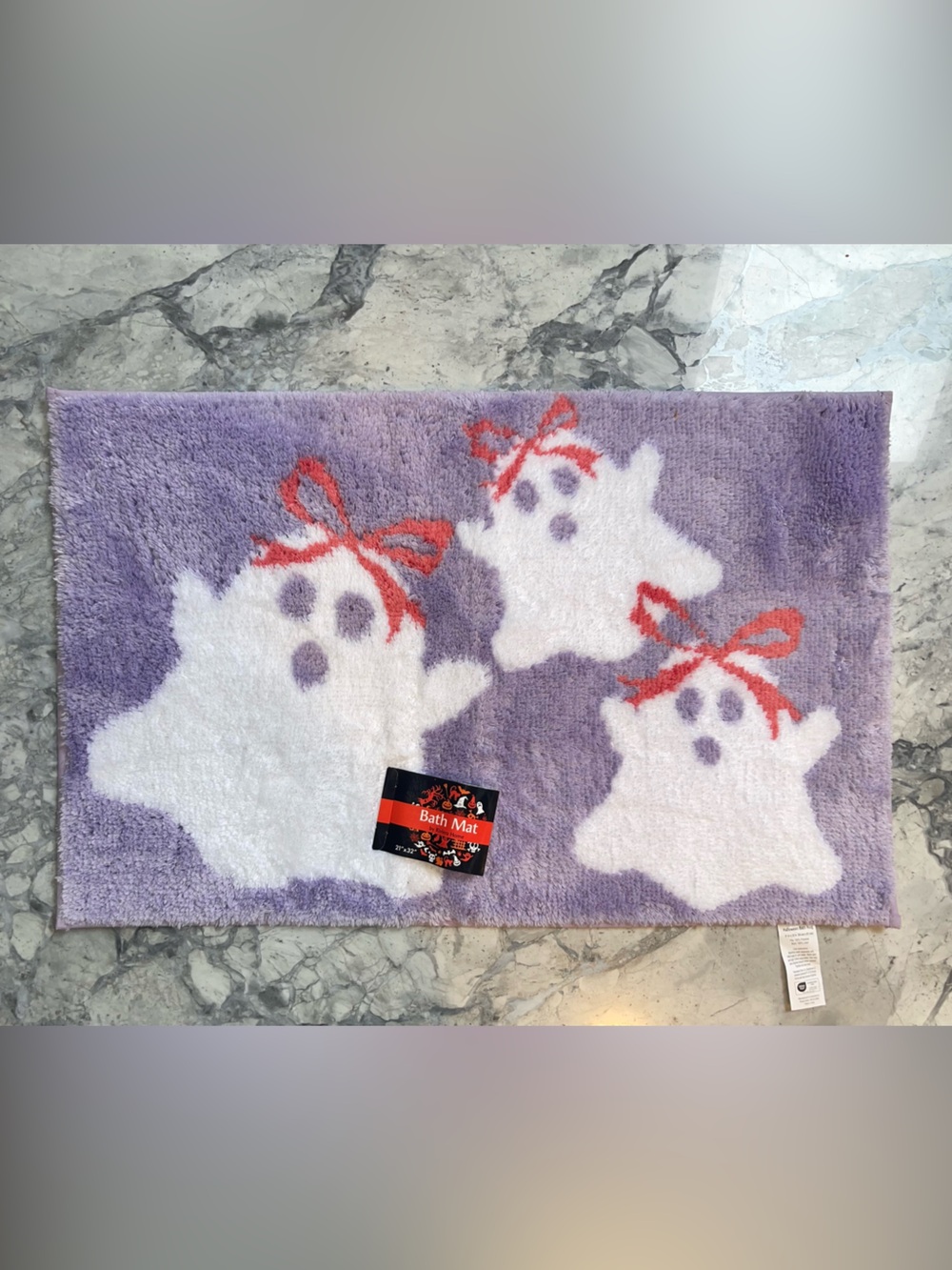 Halloween Ghost Bath Mat 21” x 32” Purple